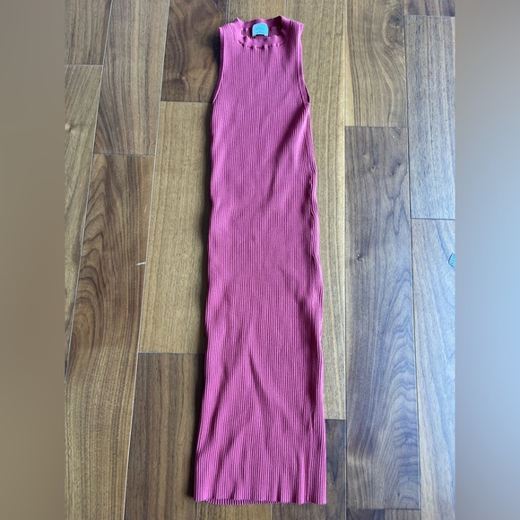 Preowned Aritzia Bodycon Pink Ribbed Moonstruck Dress XXS - Picture 2 of 3